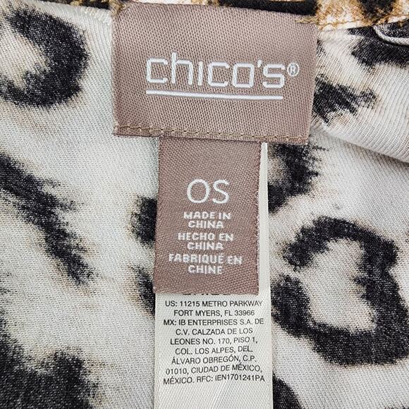 Chicos Womens Ruana Cover Wrap One Size Brown Mixed Block Animal Print Shawl - Picture 8 of 11